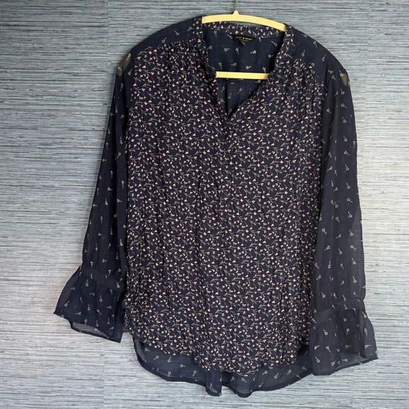 Lucky Brand Tops - Lucky Brand Sheer Long Sleeved Blouse,‎ Large Blue